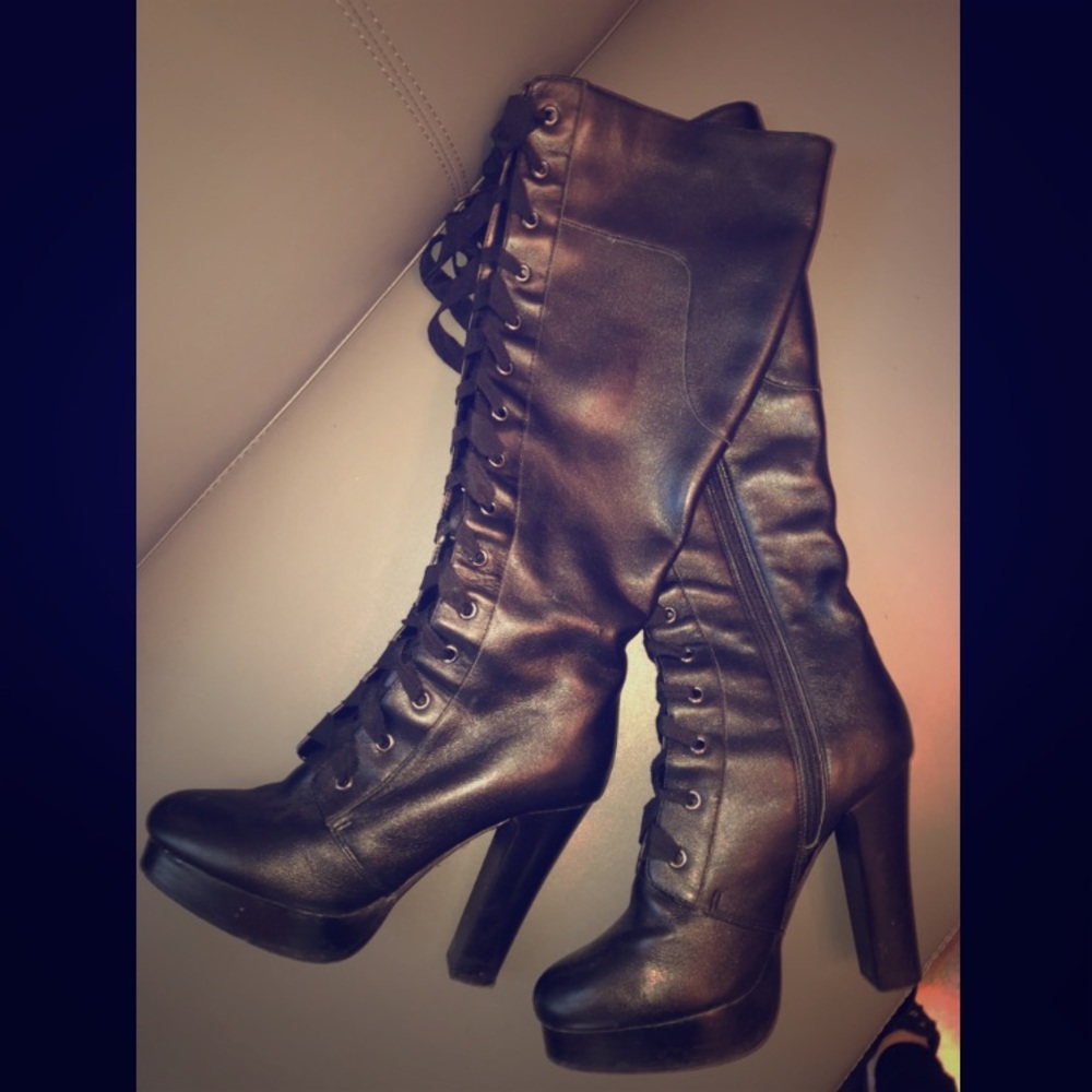 Black Colin Stuart Leather Boots